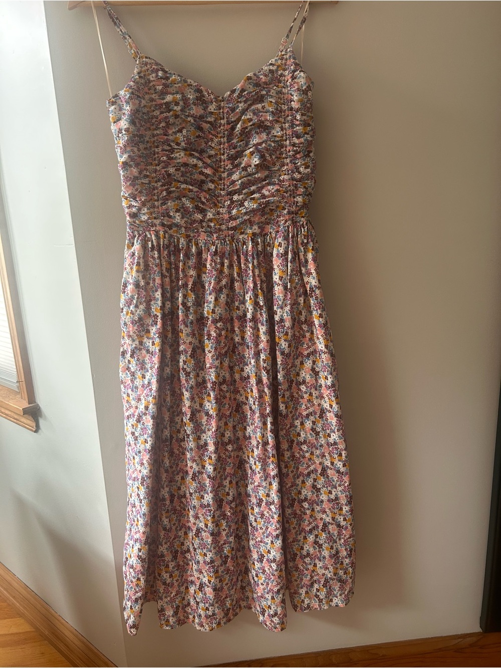Floral Ruched Midi Dress - Pink Multi